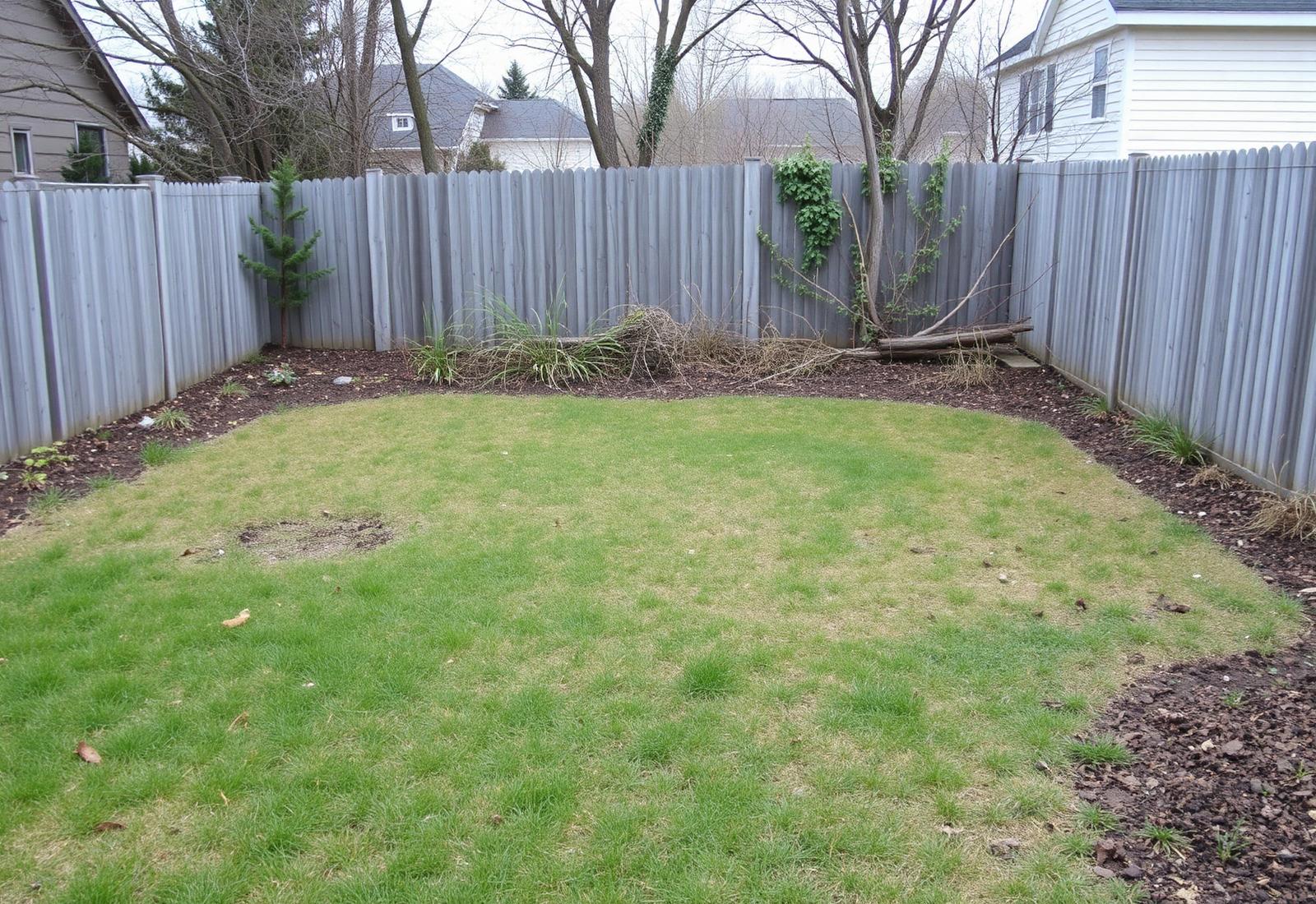 A plain backyard before landscaping work began